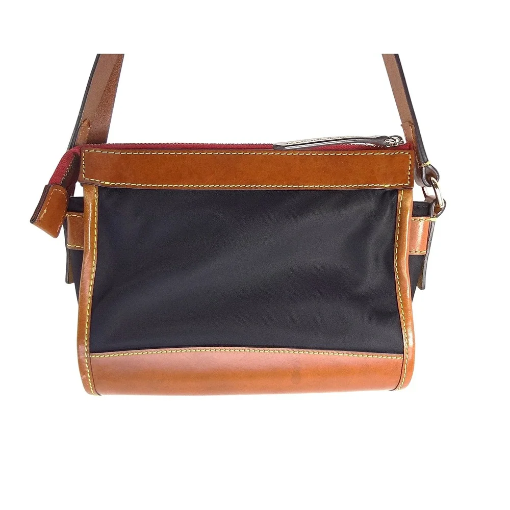 Dooney & Bourke Wayfarer Hobo Black Nylon Crossbody Leather Trim Duck Logo Purse